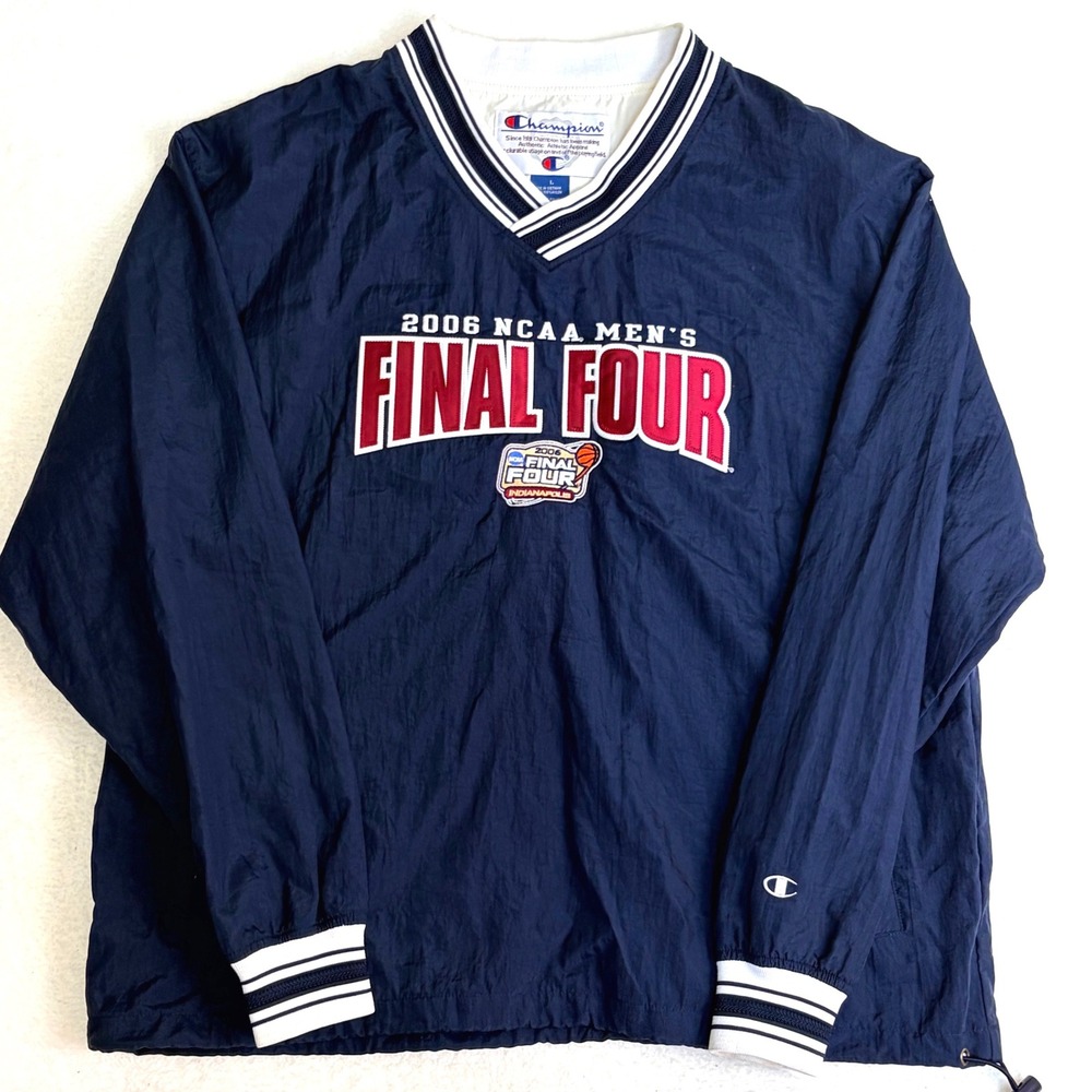 Champion Mens 2006 NCAA Final Four Indianapolis V-Neck Windbreaker Navy Large‎